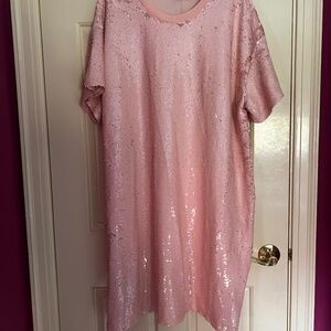 NWT Eloquii pink sequin t shirt dress size 20